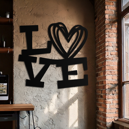 LOVE Heart Modern Metal Wall Art – Romantic Black Metal Wall Decor- KAF566 - Tampa Home & Garden Store
