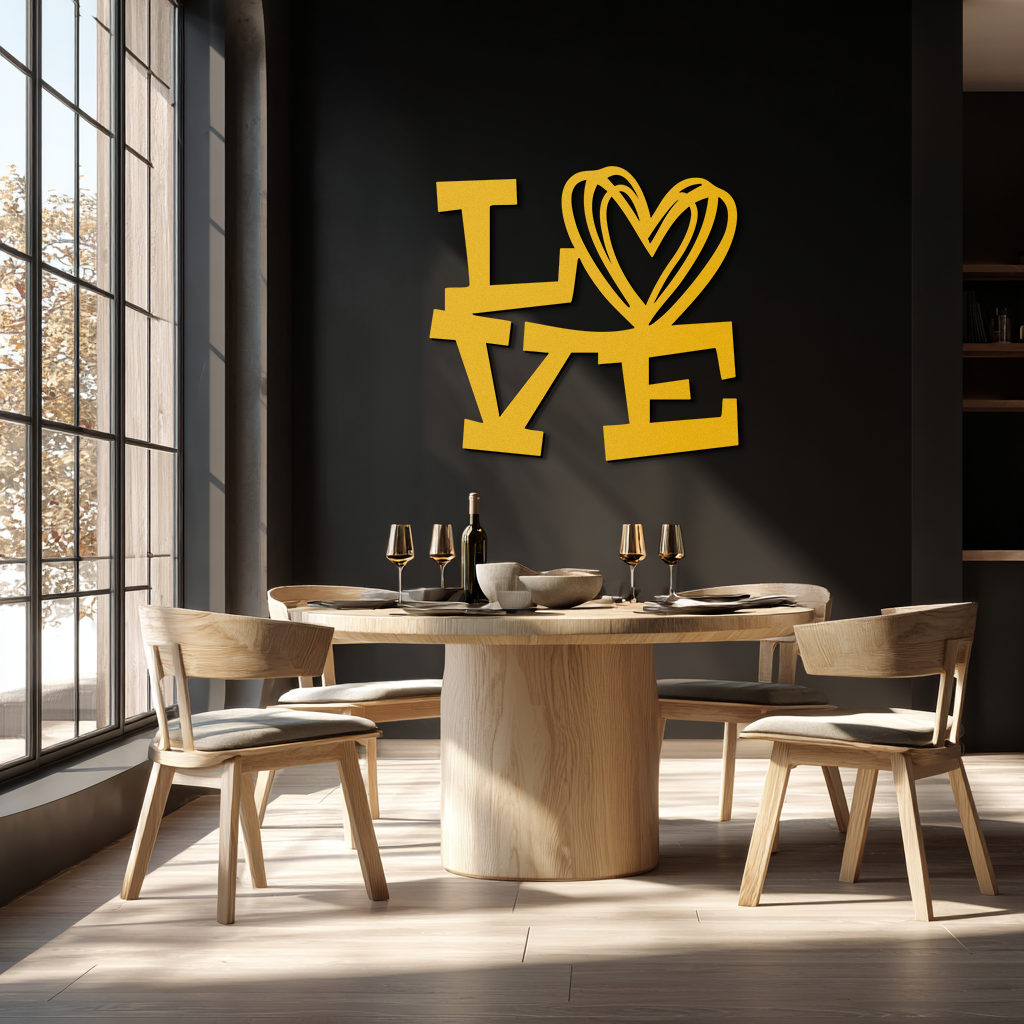 LOVE Heart Modern Metal Wall Art – Romantic Black Metal Wall Decor- KAF566 - Tampa Home & Garden Store