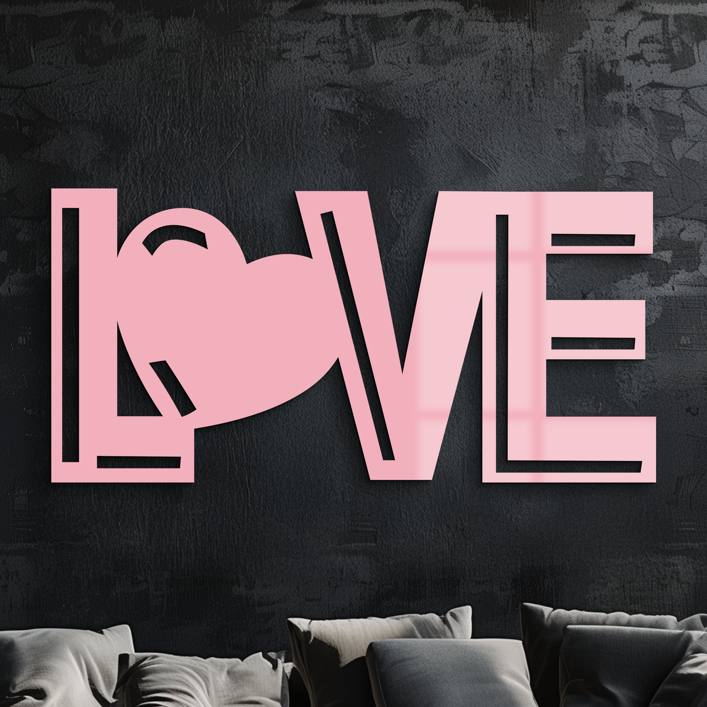 LOVE Heart Typography Metal Wall Art – Modern Romantic Decor - KAFGP097 - Tampa Home & Garden Store