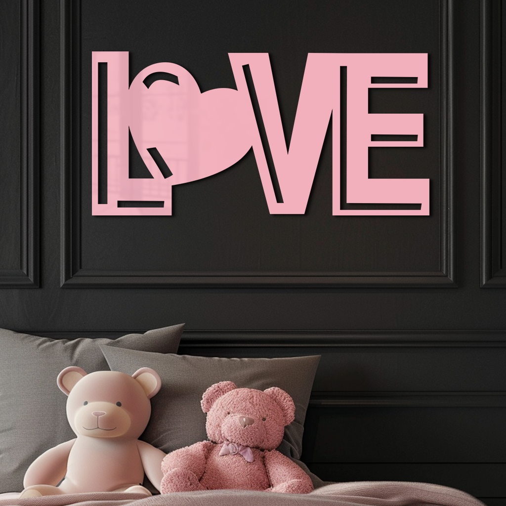 LOVE Heart Typography Metal Wall Art – Modern Romantic Decor - KAFGP097 - Tampa Home & Garden Store