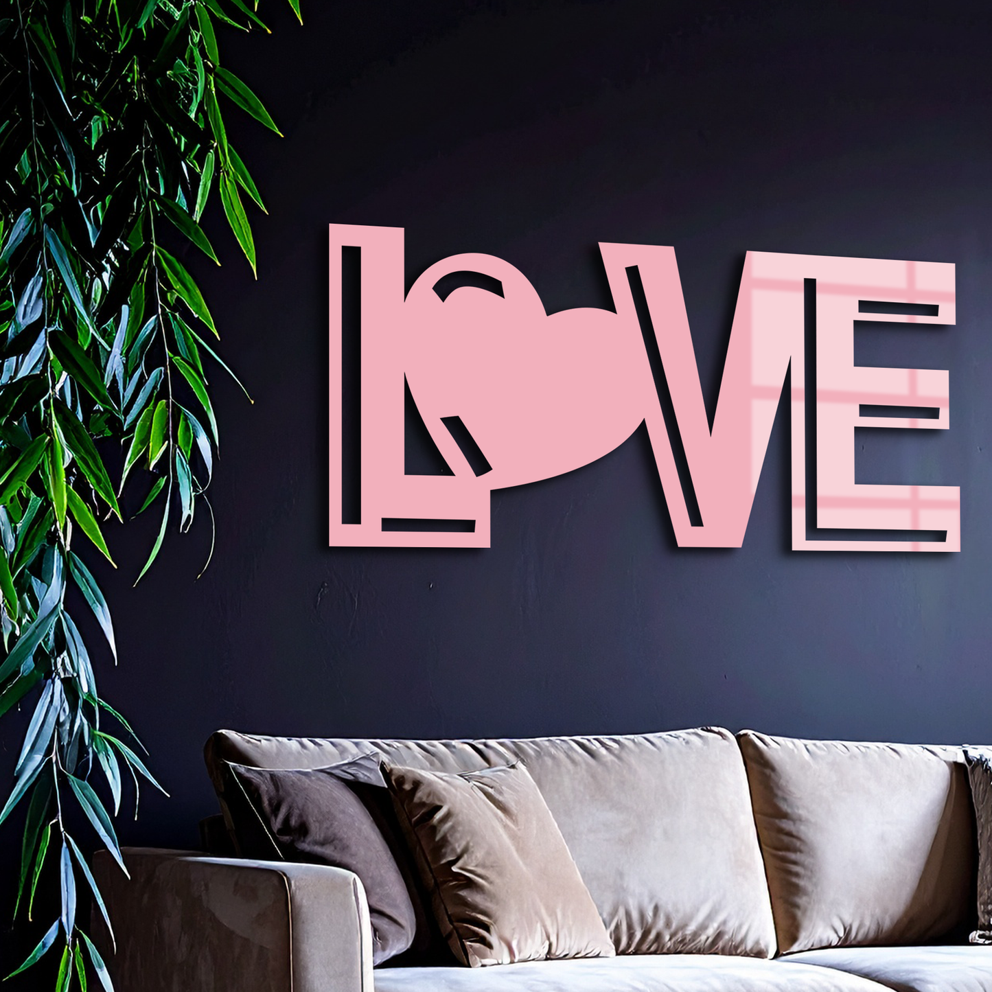LOVE Heart Typography Metal Wall Art – Modern Romantic Decor - KAFGP097 - Tampa Home & Garden Store