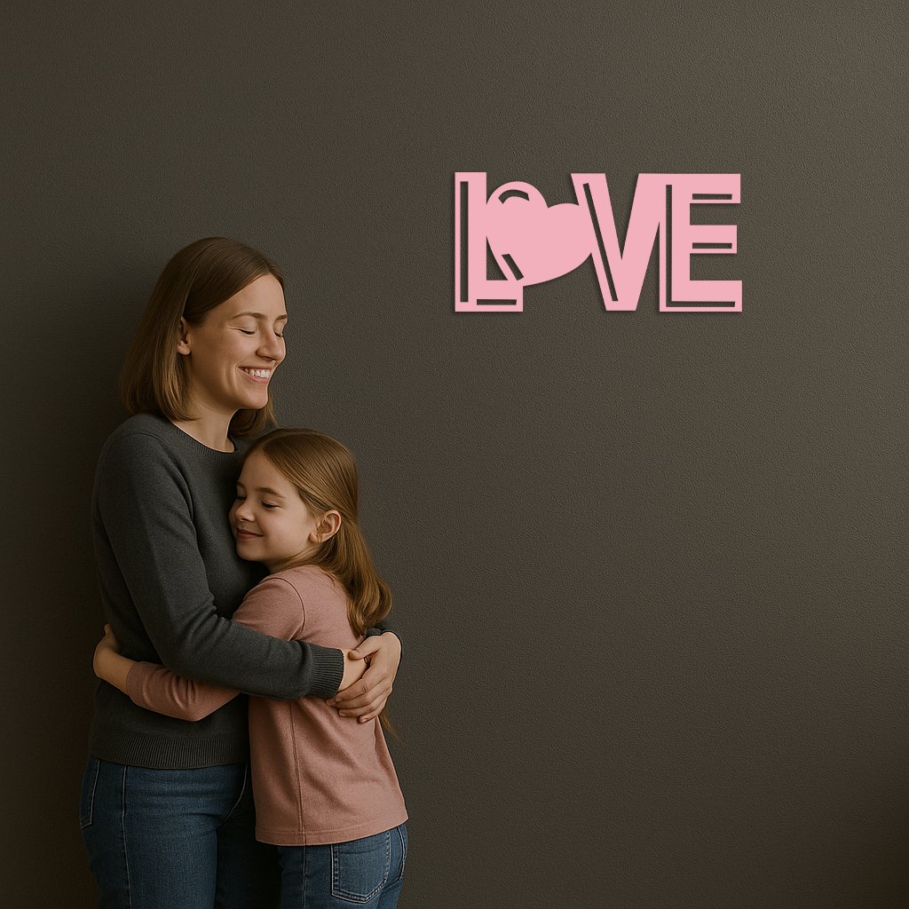 LOVE Heart Typography Metal Wall Art – Modern Romantic Decor - KAFGP097 - Tampa Home & Garden Store
