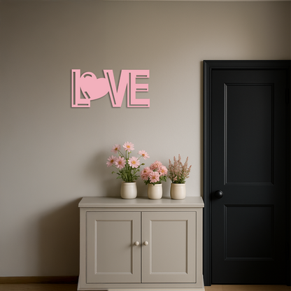 LOVE Heart Typography Metal Wall Art – Modern Romantic Decor - KAFGP097 - Tampa Home & Garden Store