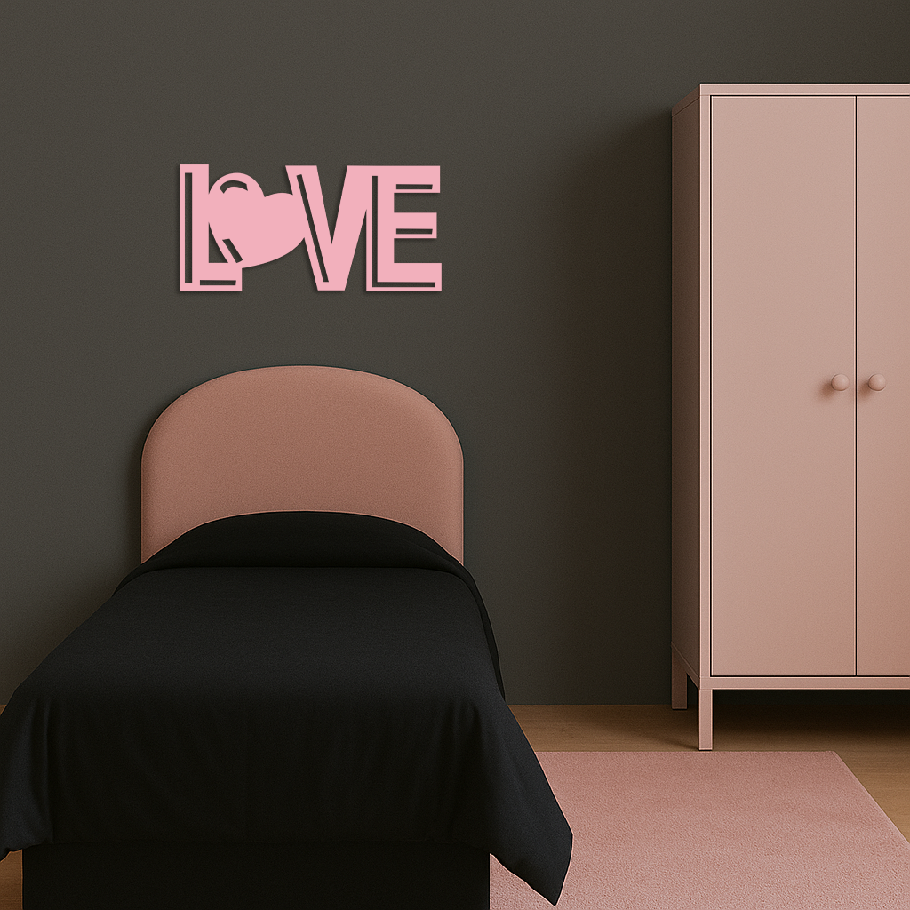 LOVE Heart Typography Metal Wall Art – Modern Romantic Decor - KAFGP097 - Tampa Home & Garden Store