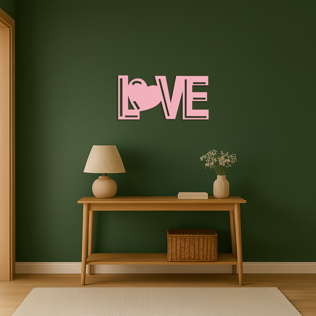 LOVE Heart Typography Metal Wall Art – Modern Romantic Decor - KAFGP097 - Tampa Home & Garden Store