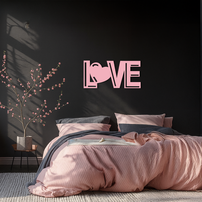 LOVE Heart Typography Metal Wall Art – Modern Romantic Decor - KAFGP097 - Tampa Home & Garden Store