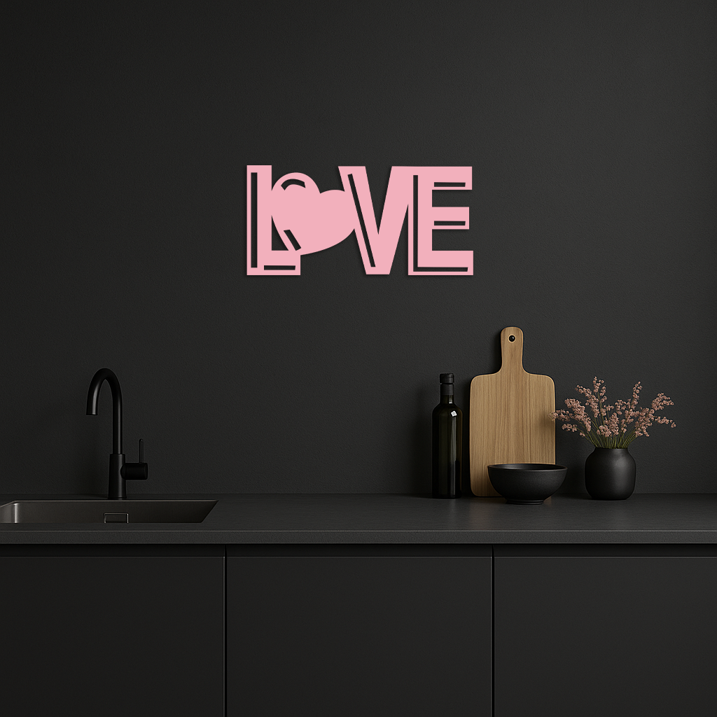 LOVE Heart Typography Metal Wall Art – Modern Romantic Decor - KAFGP097 - Tampa Home & Garden Store