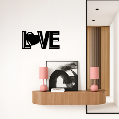 LOVE Heart Typography Metal Wall Art – Modern Romantic Decor - KAFGP097 - Tampa Home & Garden Store