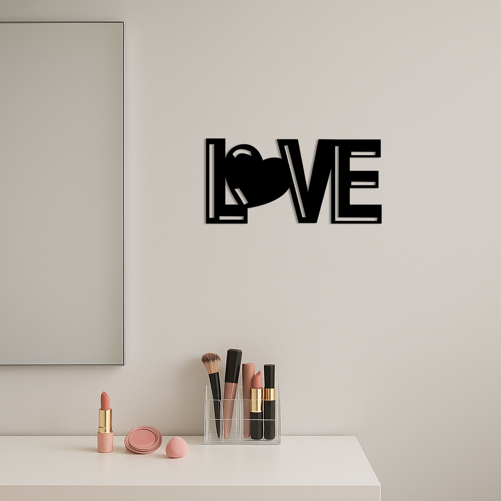 LOVE Heart Typography Metal Wall Art – Modern Romantic Decor - KAFGP097 - Tampa Home & Garden Store
