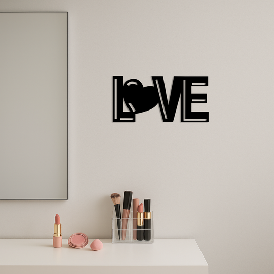 LOVE Heart Typography Metal Wall Art – Modern Romantic Decor - KAFGP097 - Tampa Home & Garden Store