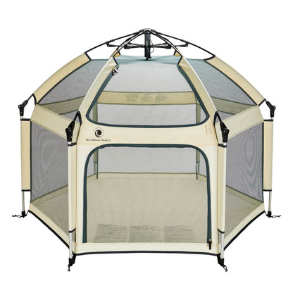 Pop 'N Go Playpen beige with mesh walls teal trim by The California Beach Co. LLC on Tampa Home & Garden Store