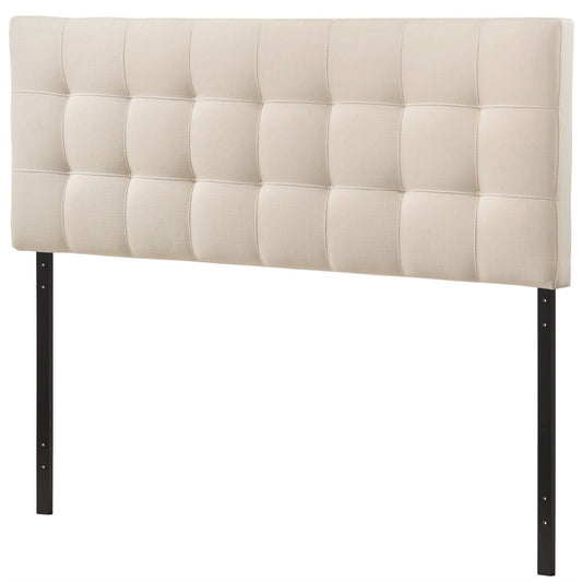Queen size Ivory Fabric Padded Mid-Century Upholstered Headboard - Tampa Home & Garden Store
