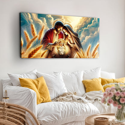 3D Faith Wall Art V canvas Tailored Canvases nativity with Mary, Joseph and Jesus amid wheat on Tampa Home & Garden Store