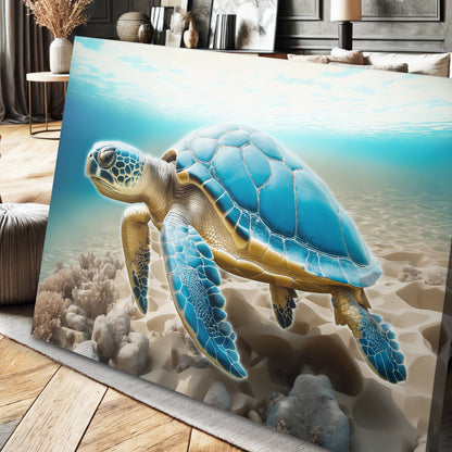 3D Coastal Wall Art VI canvas Tailored Canvases crafting canvas featuring a blue sea turtle on Tampa Home & Garden Store