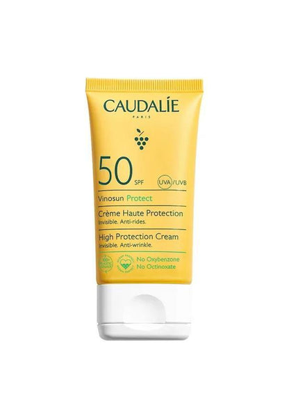 Caudalie Vinosun Protect SPF 50+ sunscreen tube bright yellow with white cap on Tampa Home & Garden Store
