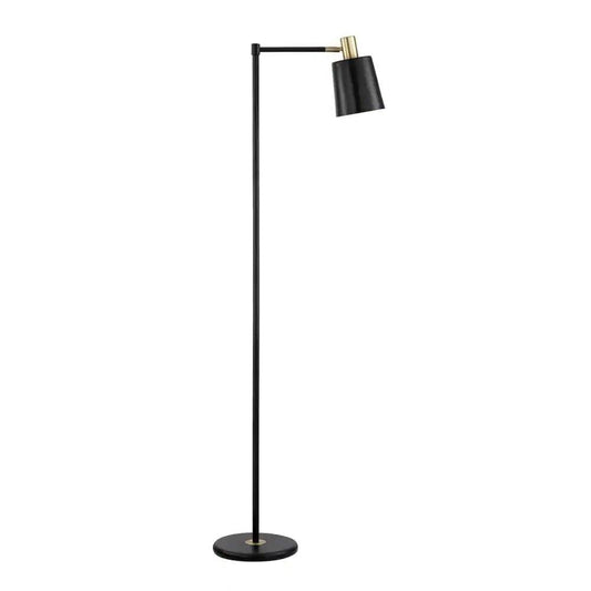 60-inch Industrial Modern Black Metal Floor Lamp with Gold Accents - Tampa Home & Garden Store