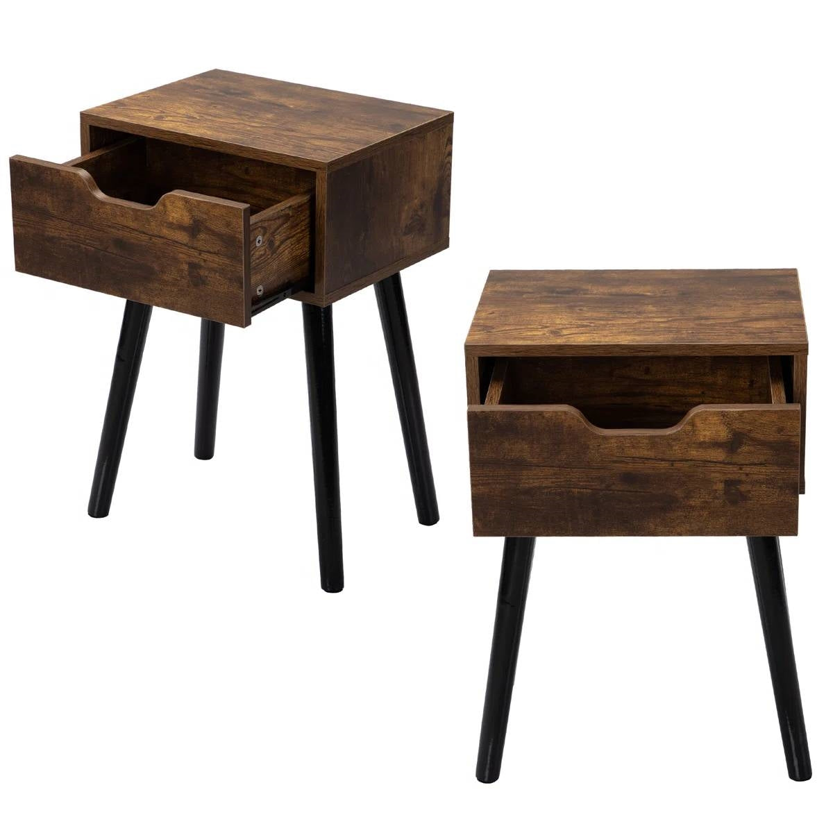 Juego de 2 - Mesa auxiliar de dormitorio de estilo moderno de mediados de siglo para casa de campo