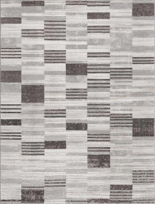 Bronka Broken-Striped Area Rug by Boutique Rugs in beige and brown geometric blocks on Tampa Home & Garden Store