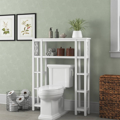 Estantería para baño sobre el inodoro con 9 estantes en acabado de madera blanca