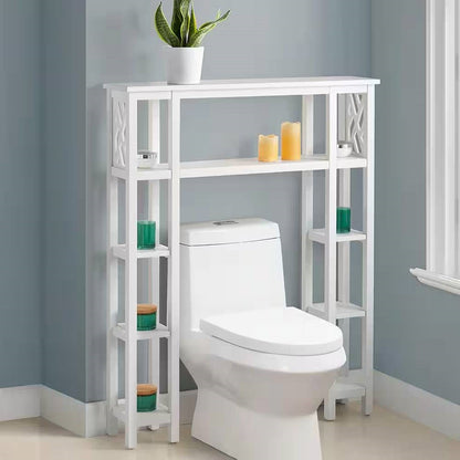 Estantería para baño sobre el inodoro con 9 estantes en acabado de madera blanca