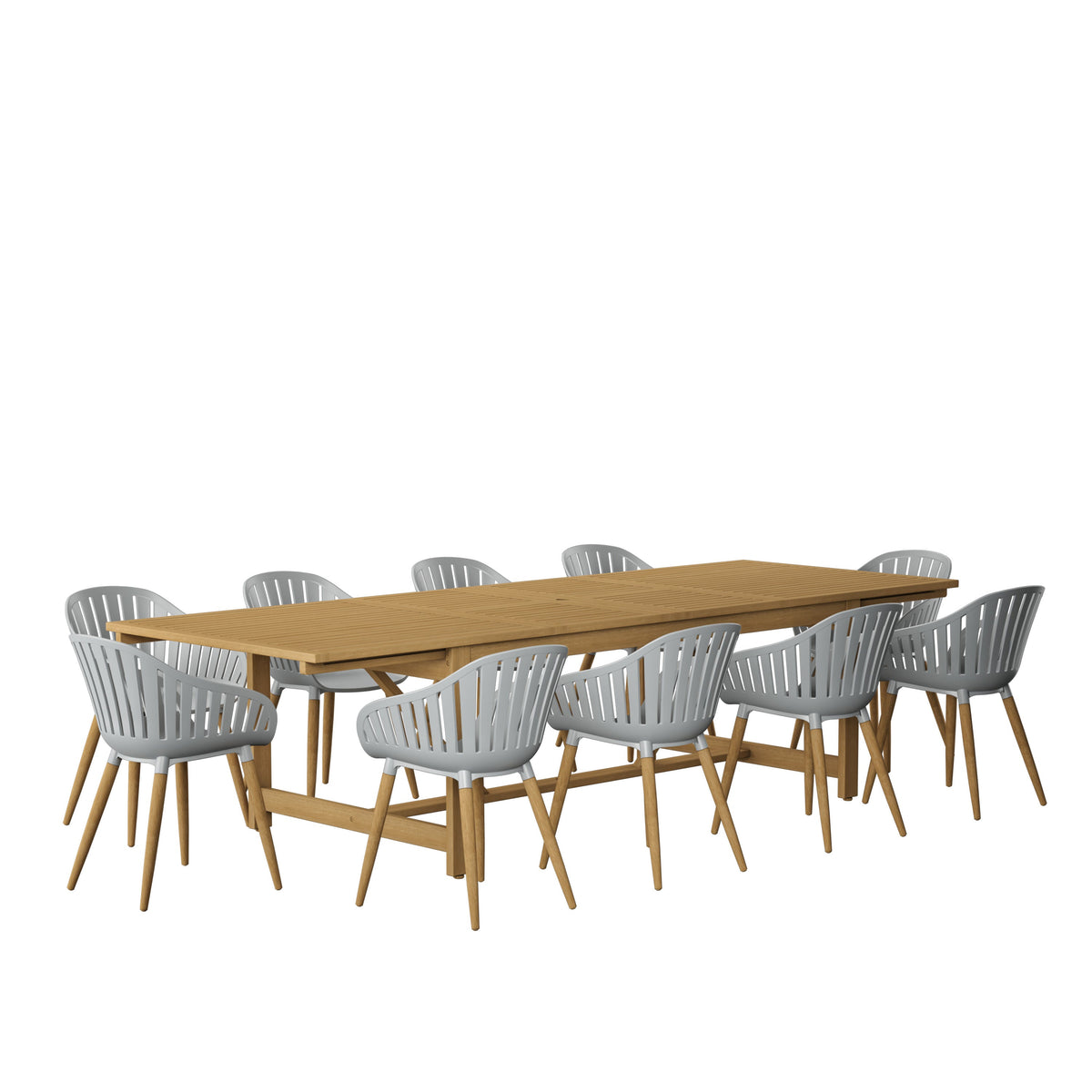 Leyland Table and Nassau Grey Armchairs Set wooden table with grey chairs LifestyleGarden US on Tampa Home & Garden Store