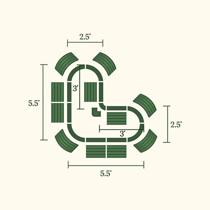 Vego Garden jumbo raised garden bed: 17 inch tall L-shaped bed with green curved panels on Tampa Home & Garden Store