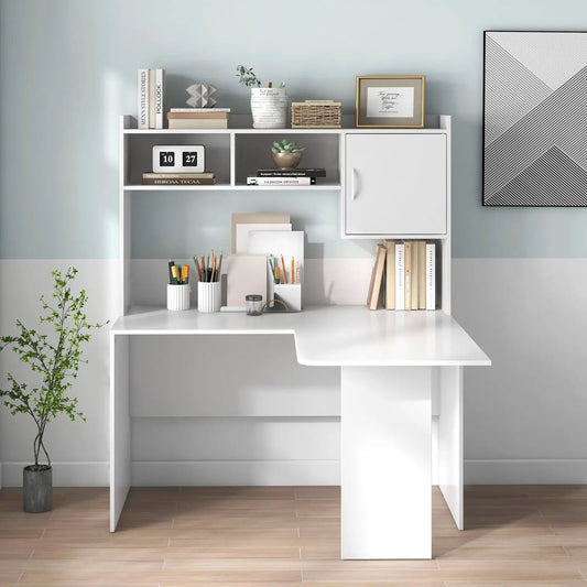 L-Shaped Corner Computer Desk with Hutch in White finish DirectDeals on Tampa Home & Garden Store