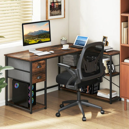 L Shaped Desk With Charging Station and Drawers