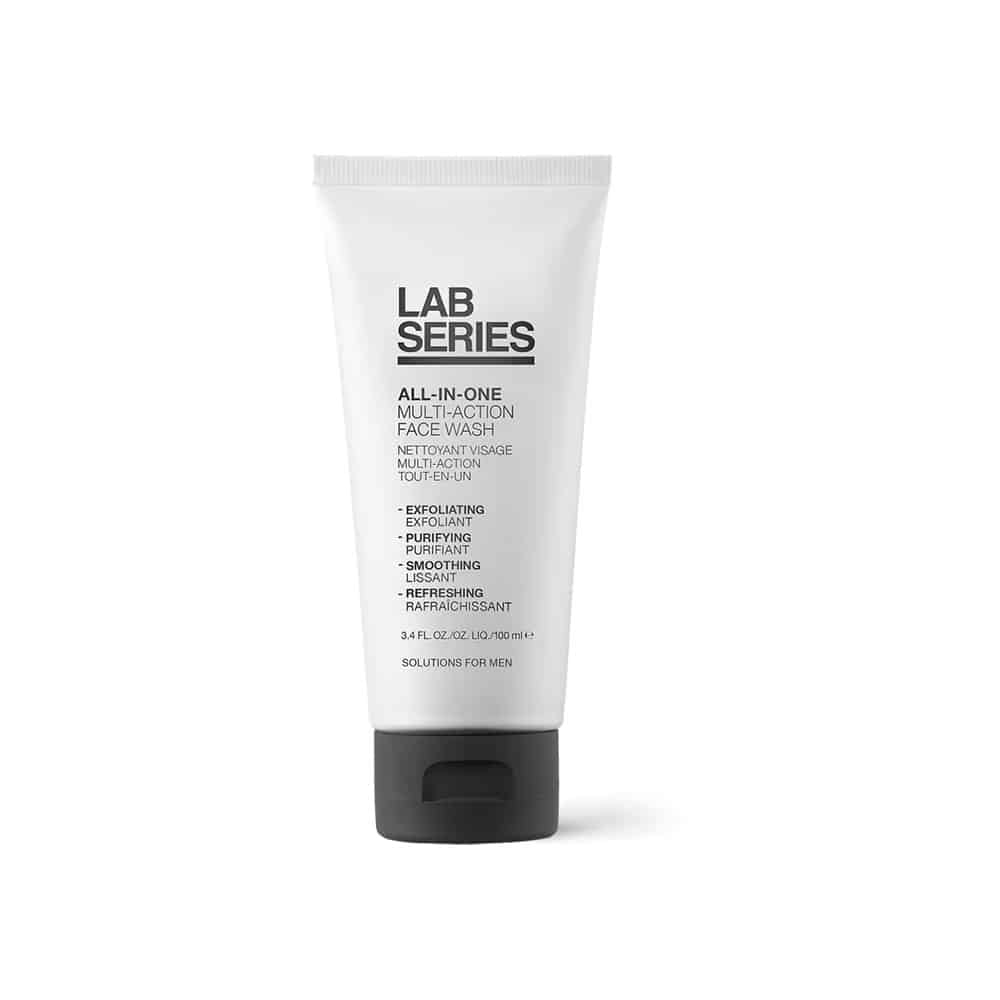 Lab Series All-In-One Multi-Action Face Wash tube in white with black cap, men's facial cleanser on Tampa Home & Garden Store