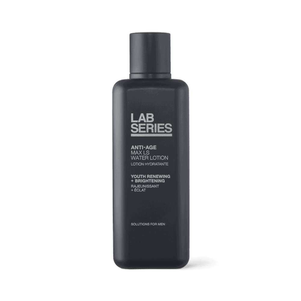 Lab Series MAX LS Water Lotion bottle for men, dark gray 6.7 oz with white text on Tampa Home & Garden Store