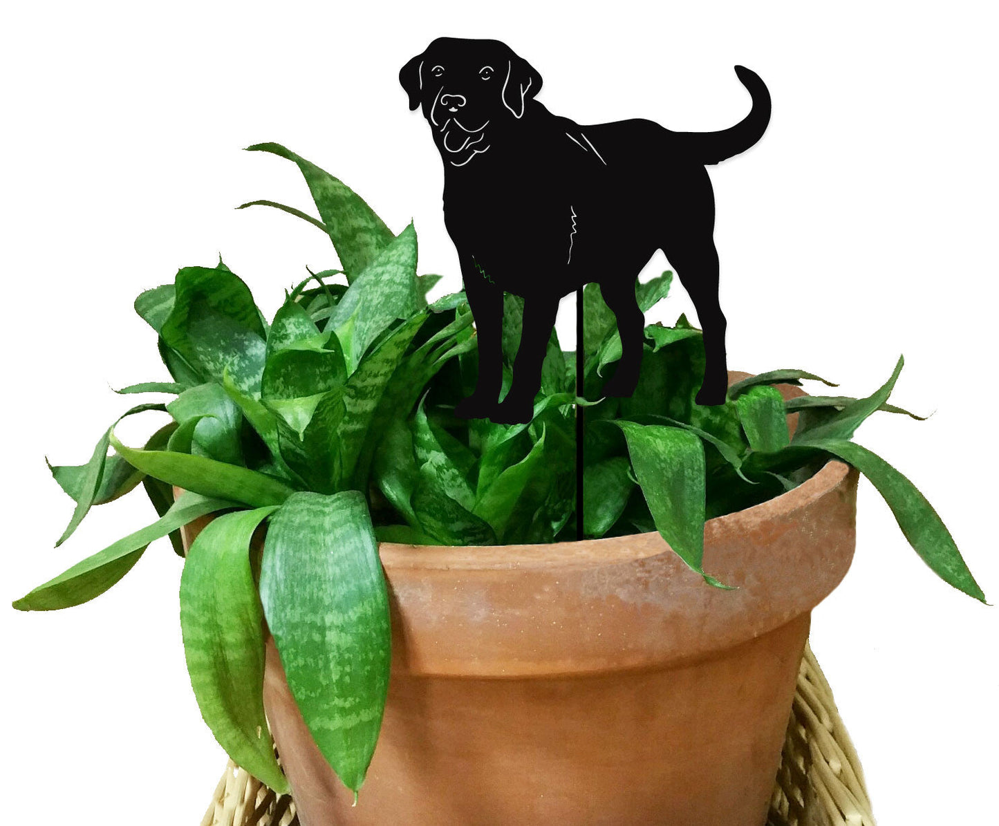 Labrador Retriever plant stake ornament in black silhouette, Rustica Ornamentals on Tampa Home & Garden Store