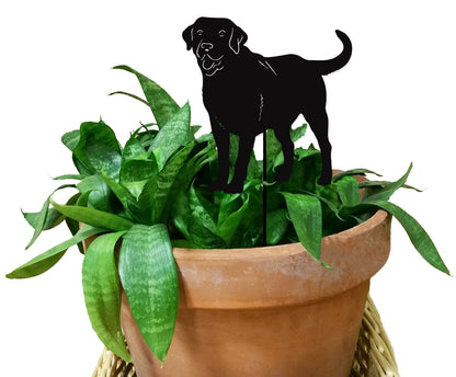 Labrador Retriever plant stake ornament in black silhouette, Rustica Ornamentals on Tampa Home & Garden Store