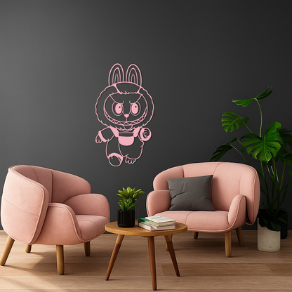 Labubu Bunny Costume Silhouette Modern Home Décor - Pink Metal Wall Art - KAFGP167 - Tampa Home & Garden Store
