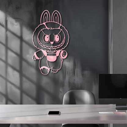 Labubu Bunny Costume Silhouette Modern Home Décor - Pink Metal Wall Art - KAFGP167 - Tampa Home & Garden Store