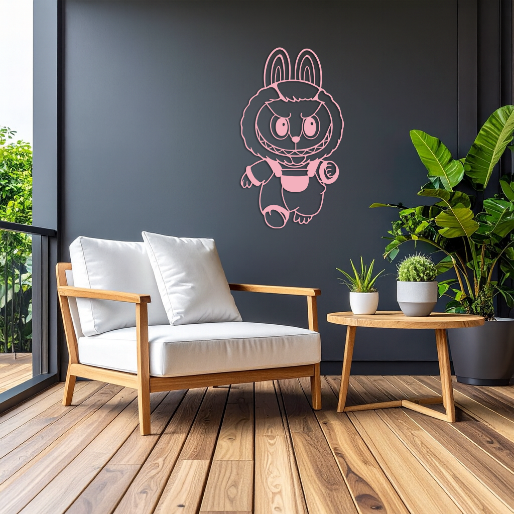 Labubu Bunny Costume Silhouette Modern Home Décor - Pink Metal Wall Art - KAFGP167 - Tampa Home & Garden Store