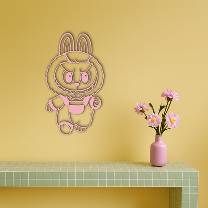 Labubu Bunny Costume Silhouette Modern Home Décor - Pink Metal Wall Art - KAFGP167 - Tampa Home & Garden Store