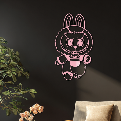 Labubu Bunny Costume Silhouette Modern Home Décor - Pink Metal Wall Art - KAFGP167 - Tampa Home & Garden Store