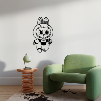 Labubu Bunny Costume Silhouette Modern Home Décor - Pink Metal Wall Art - KAFGP167 - Tampa Home & Garden Store