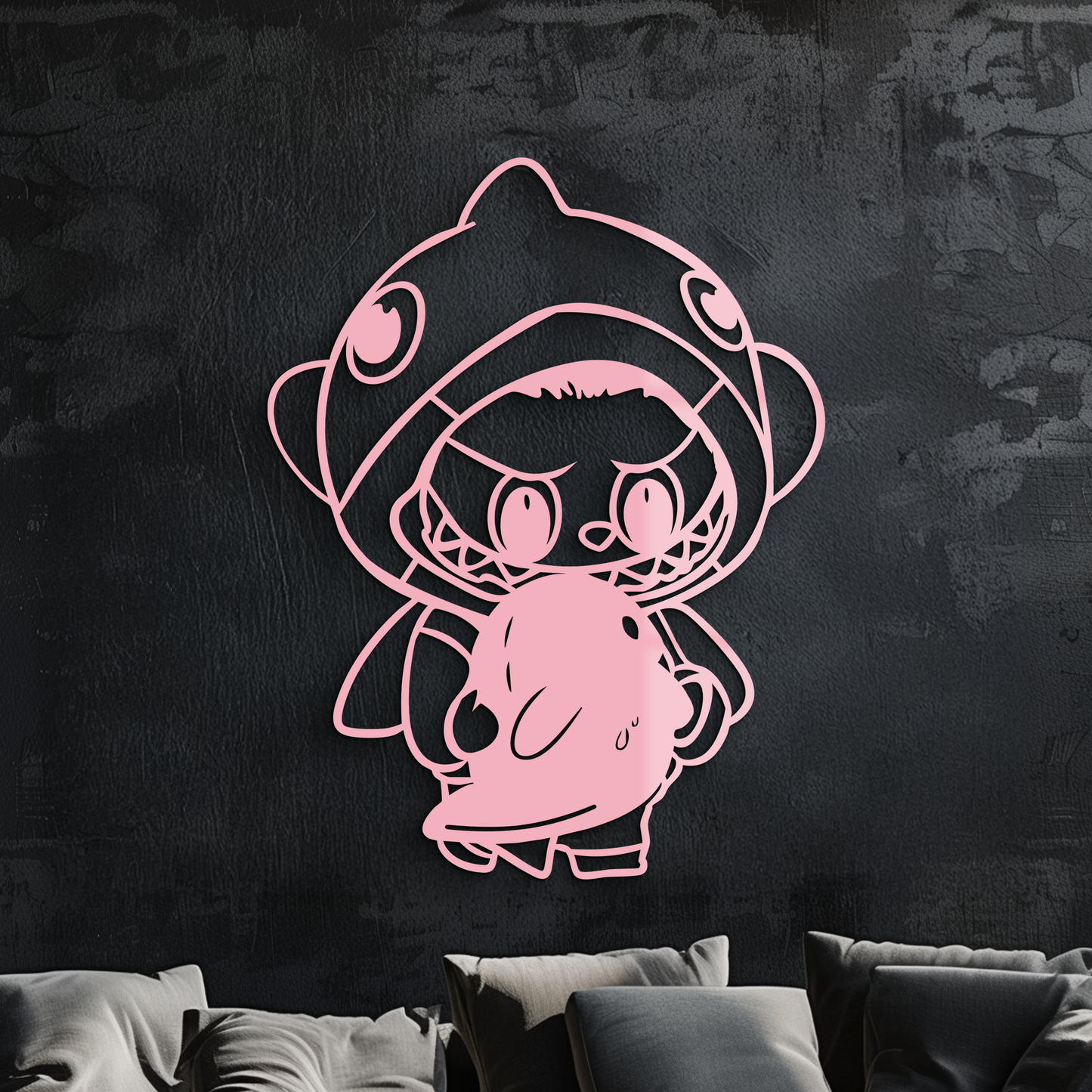 Labubu Character Silhouette – Pink Metal Wall Art - KAFGP166 - Tampa Home & Garden Store
