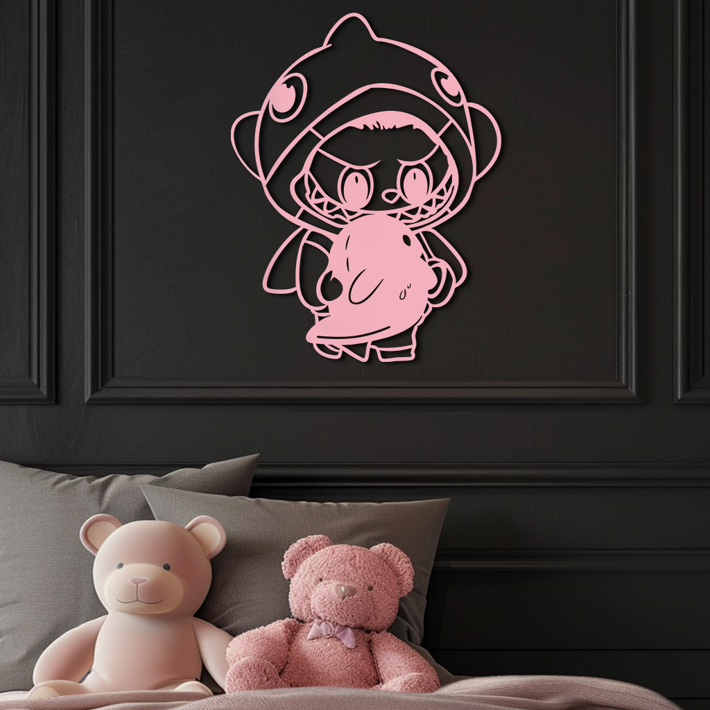 Labubu Character Silhouette – Pink Metal Wall Art - KAFGP166 - Tampa Home & Garden Store