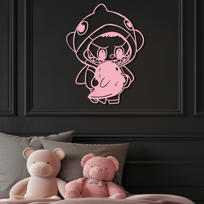 Labubu Character Silhouette – Pink Metal Wall Art - KAFGP166 - Tampa Home & Garden Store