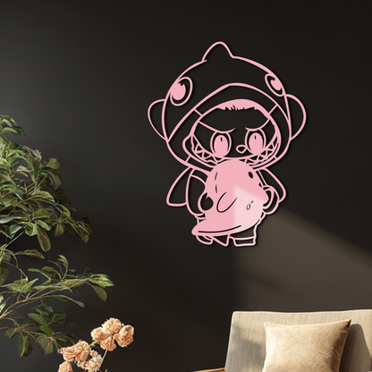 Labubu Character Silhouette – Pink Metal Wall Art - KAFGP166 - Tampa Home & Garden Store