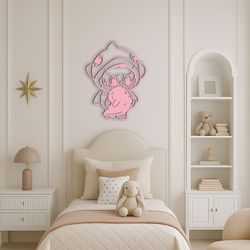 Labubu Character Silhouette – Pink Metal Wall Art - KAFGP166 - Tampa Home & Garden Store