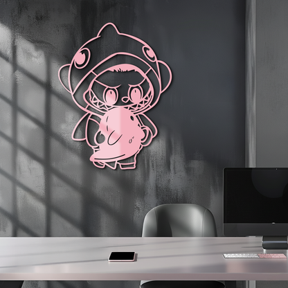 Labubu Character Silhouette – Pink Metal Wall Art - KAFGP166 - Tampa Home & Garden Store