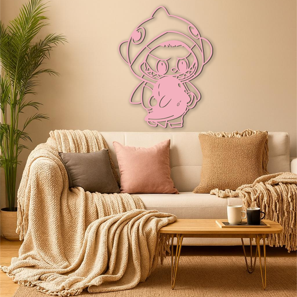 Labubu Character Silhouette – Pink Metal Wall Art - KAFGP166 - Tampa Home & Garden Store