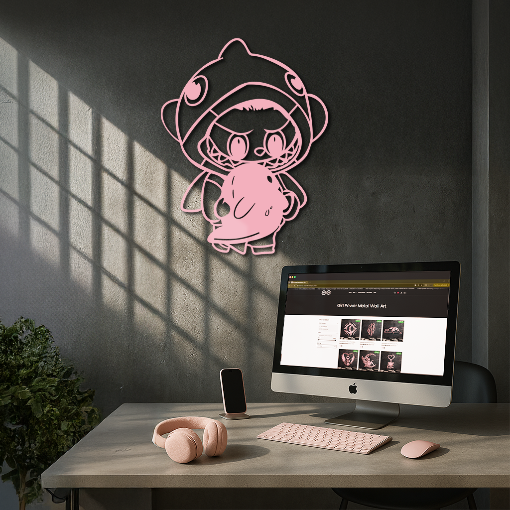 Labubu Character Silhouette – Pink Metal Wall Art - KAFGP166 - Tampa Home & Garden Store