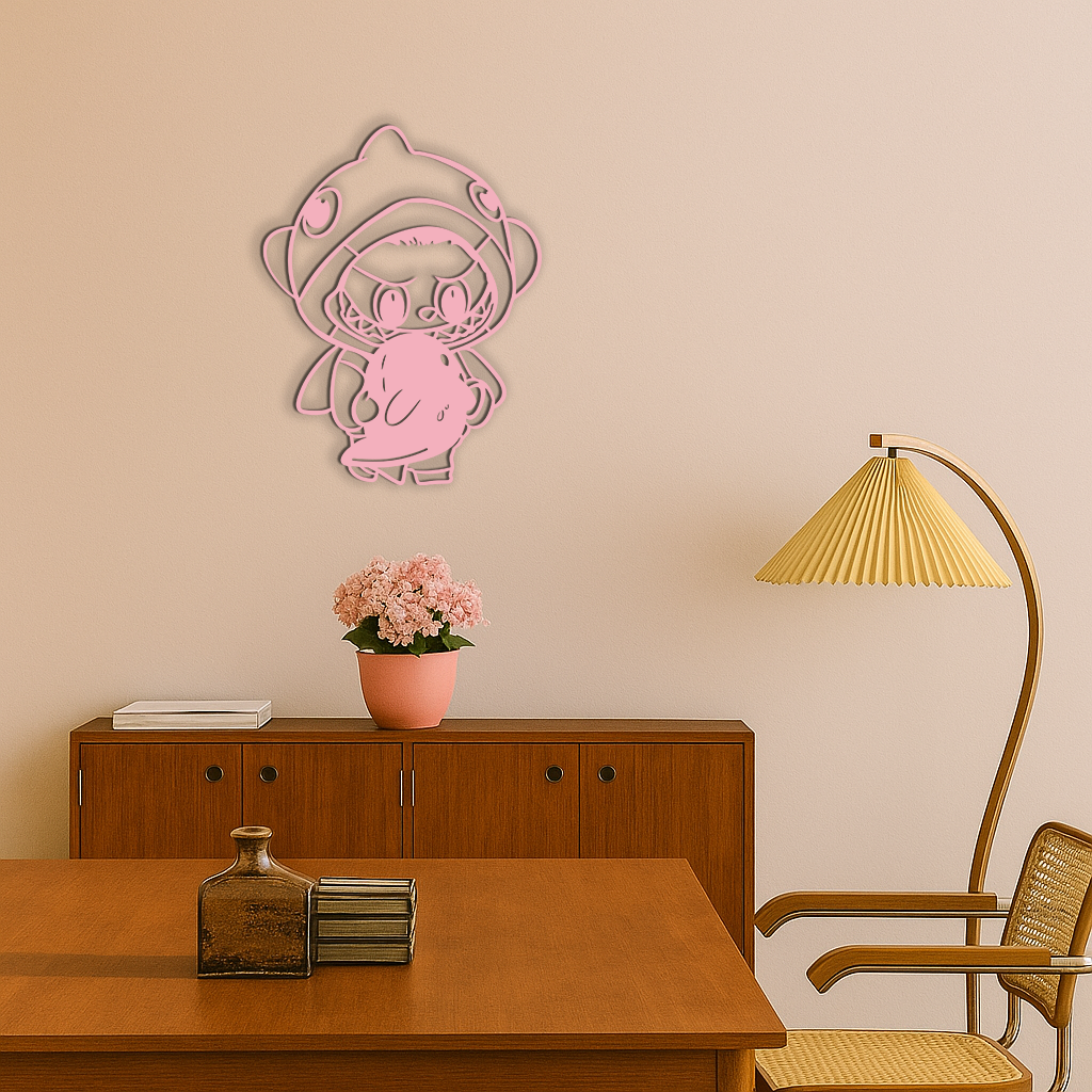 Labubu Character Silhouette – Pink Metal Wall Art - KAFGP166 - Tampa Home & Garden Store