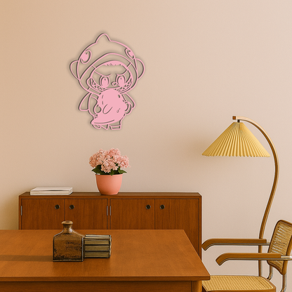 Labubu Character Silhouette – Pink Metal Wall Art - KAFGP166 - Tampa Home & Garden Store