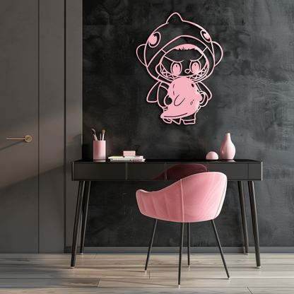 Labubu Character Silhouette – Pink Metal Wall Art - KAFGP166 - Tampa Home & Garden Store