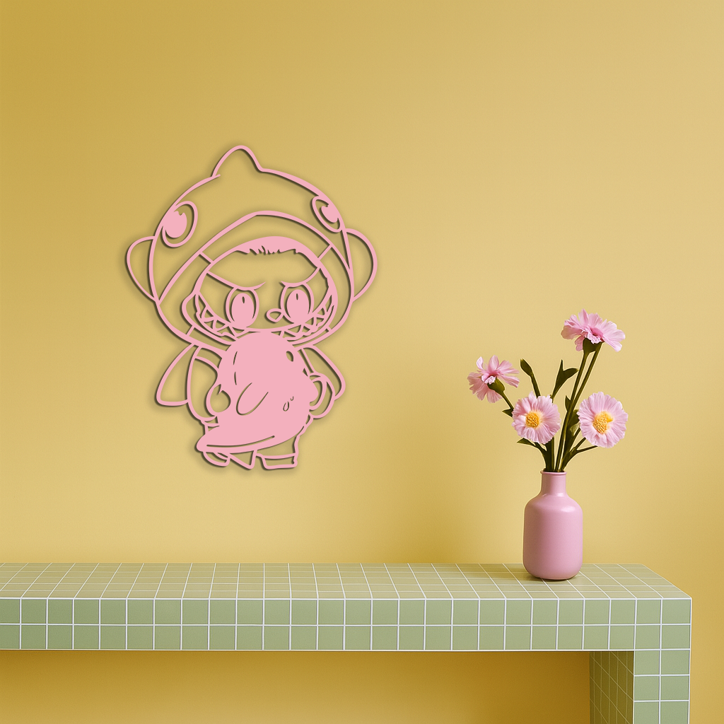 Labubu Character Silhouette – Pink Metal Wall Art - KAFGP166 - Tampa Home & Garden Store